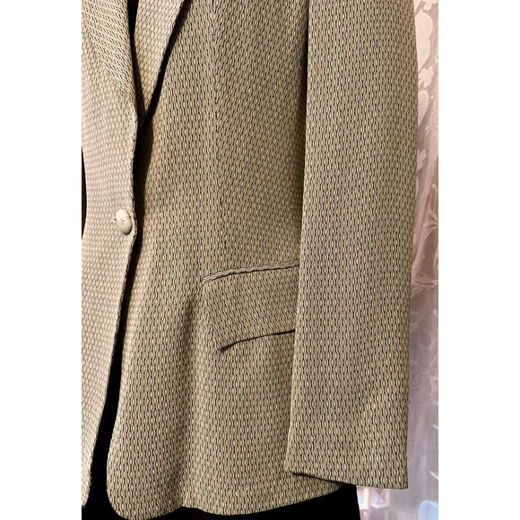 Vintage Y2K Like New Kenar Designer Blazer Jacket Sz.4 Olive Green/black silky - Picture 2 of 12